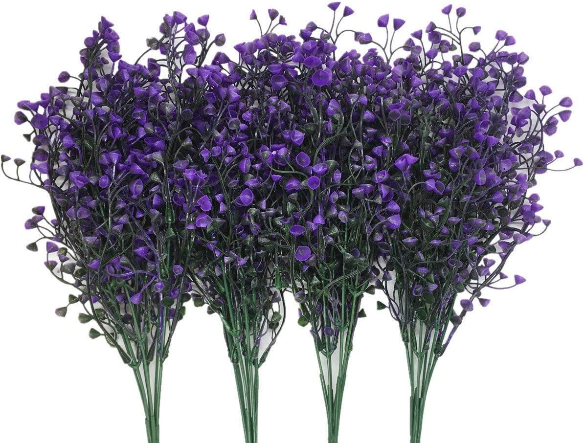 CATTREE Artificial Shrubs Bushes, Plastic Wheat Grass Green Leaves Fake Plants for Indoor Outdoor Home Garden Verandah Kitchen Office Wedding Arrangements Christmas Decoration 8 Pack