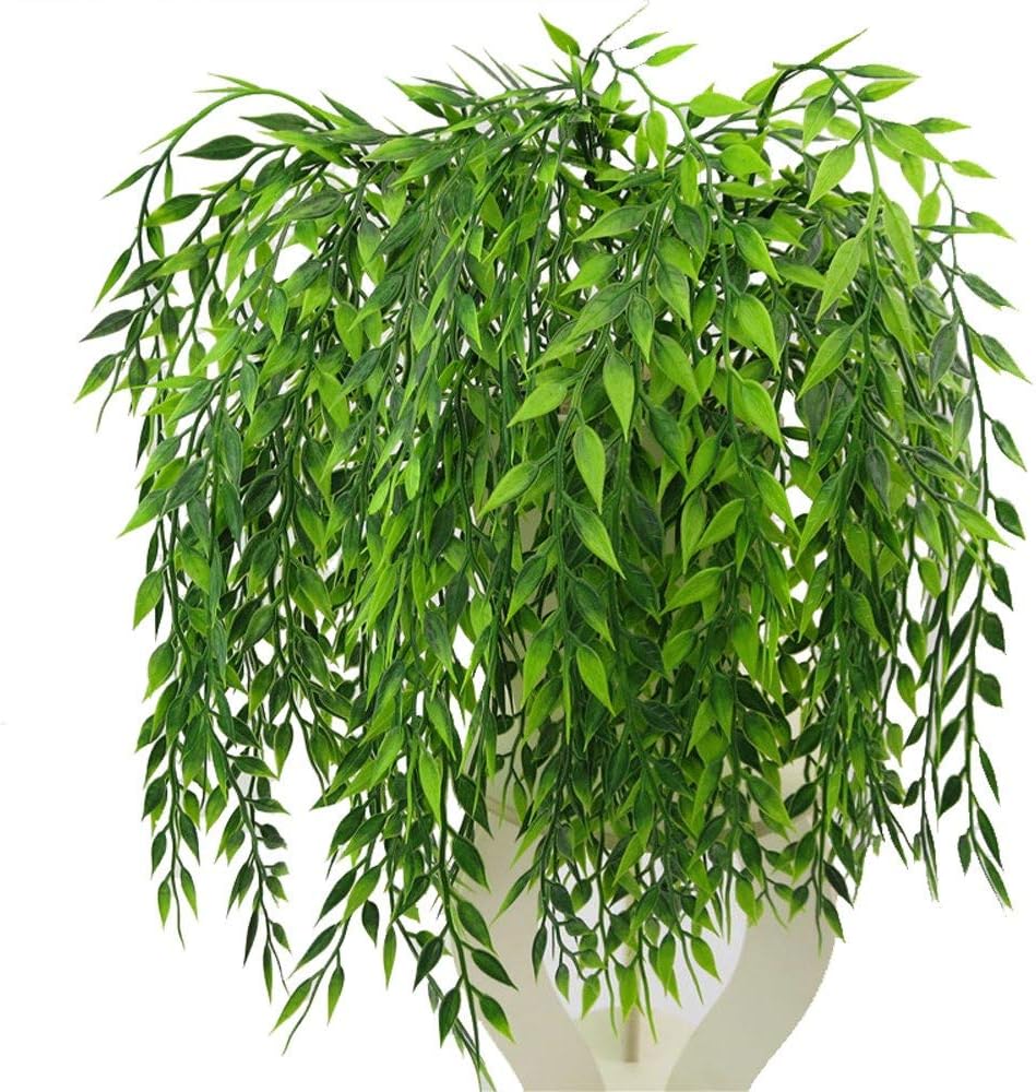 CATTREE Artificial Shrubs Bushes, Plastic Wheat Grass Green Leaves Fake Plants for Indoor Outdoor Home Garden Verandah Kitchen Office Wedding Arrangements Christmas Decoration 8 Pack