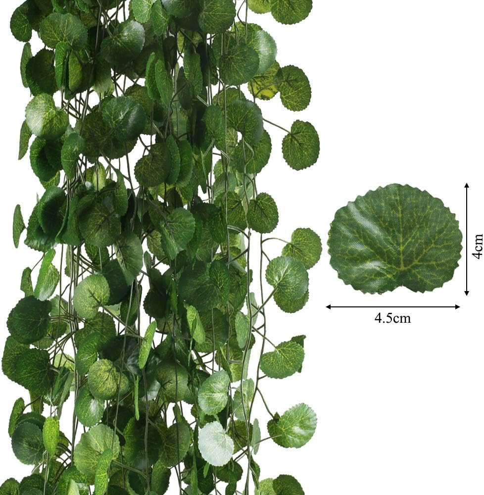 12 Pack 84 Feet Artificial Fake Hanging Vines Plant Faux Silk Green Leaf Garlands Home Office Garden Outdoor Wall Greenery Cover Jungle Party Decoration
