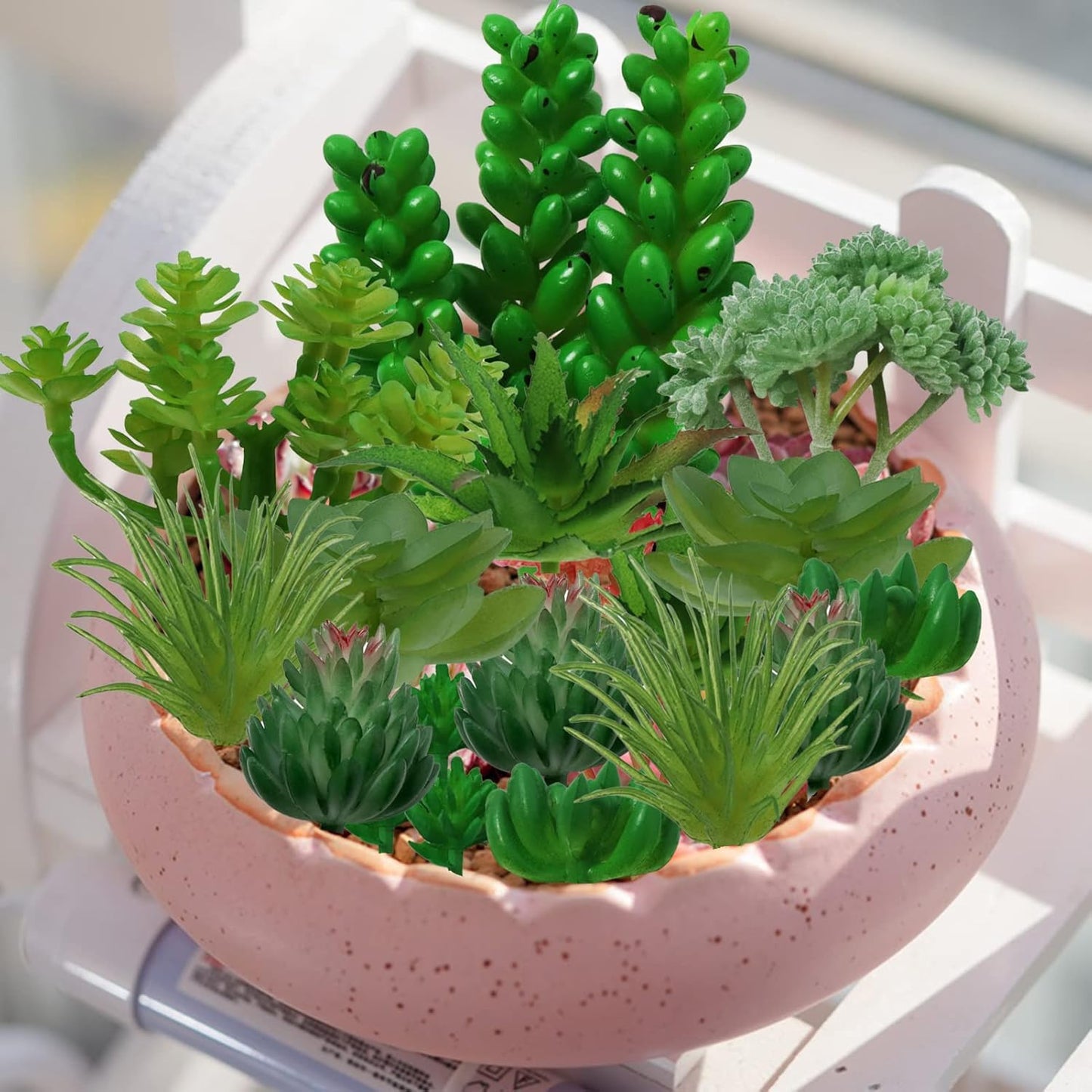 Succulents Plants Artificial, 22pcs Green Fake Succulents, Mini Faux Succulents for DIY Crafting Home Terrarium Floral Wall Garden Arrangement Office Decoration (Unpotted)