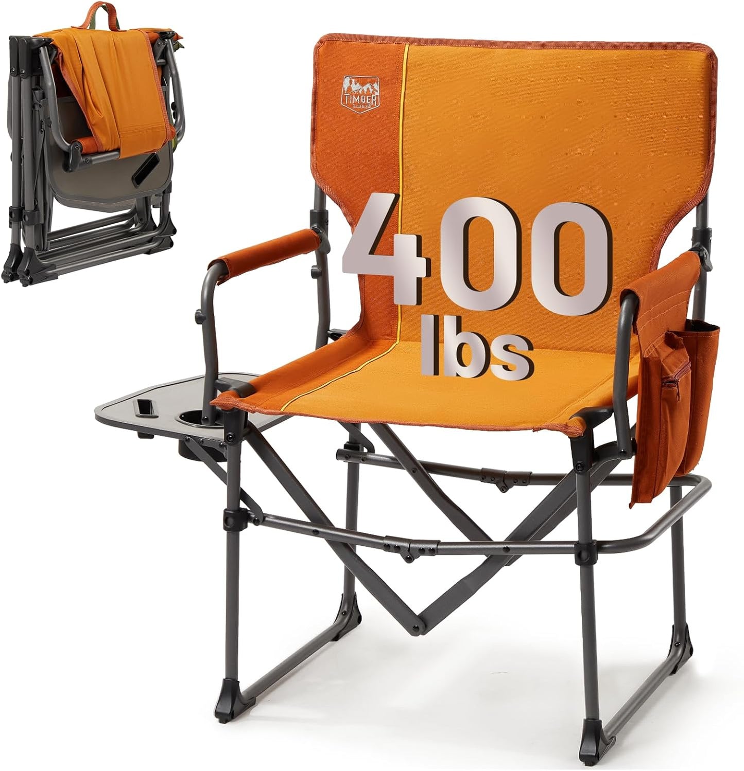TIMBER RIDGE Aluminum Camping Directors Chair with Side Table Pocket, Portable Folding Heavy Duty Lawn Chair for Fishing Trip Picnic Concert Outdoor 400lbs, Navy 2 Pack