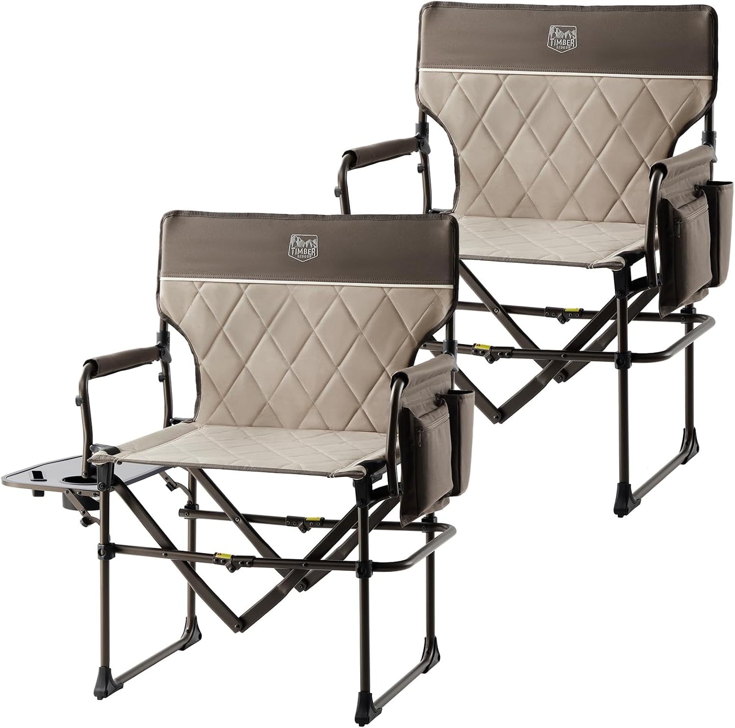 TIMBER RIDGE Aluminum Camping Directors Chair with Side Table Pocket, Portable Folding Heavy Duty Lawn Chair for Fishing Trip Picnic Concert Outdoor 400lbs, Navy 2 Pack