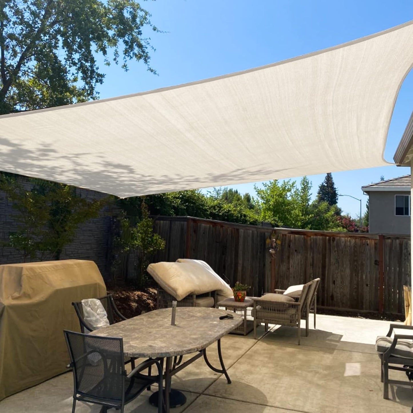 Garden EXPERT 20'x20' Sun Shade Sail Square Canopy Shade Cover for Patio Garden Outdoor Backyard, Light Grey