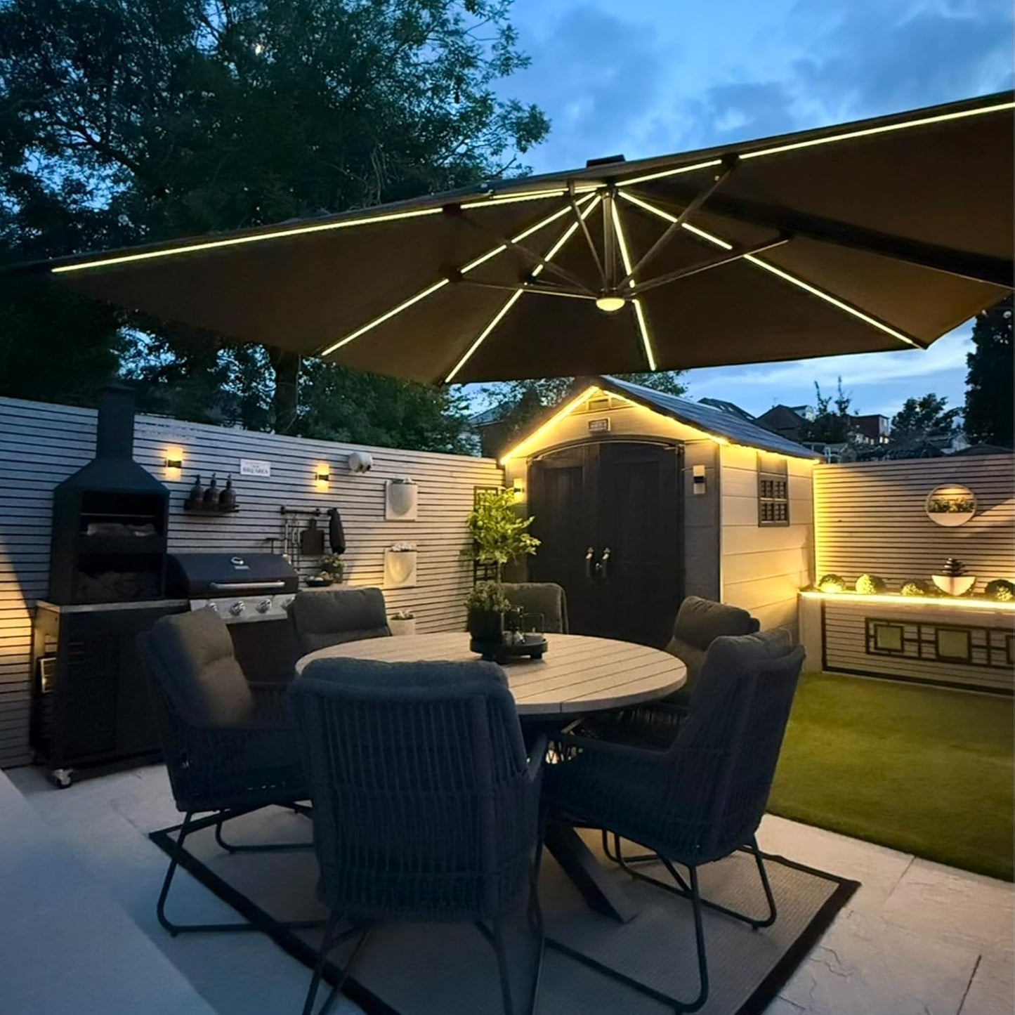PURPLE LEAF 9' X 11.5' Patio Umbrella Outdoor Cantilever Rectangle Umbrella Aluminum Offset Umbrella with 360-degree Rotation for Garden Deck Pool Patio, Grey