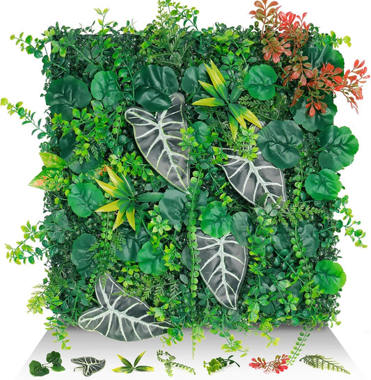 20"x20" Artificial Grass Wall Panels, 12Pack UV Protection Greenery Plant Backdrop, Faux Boxwood Green Wall Decor for Party Patio Garden Backyard