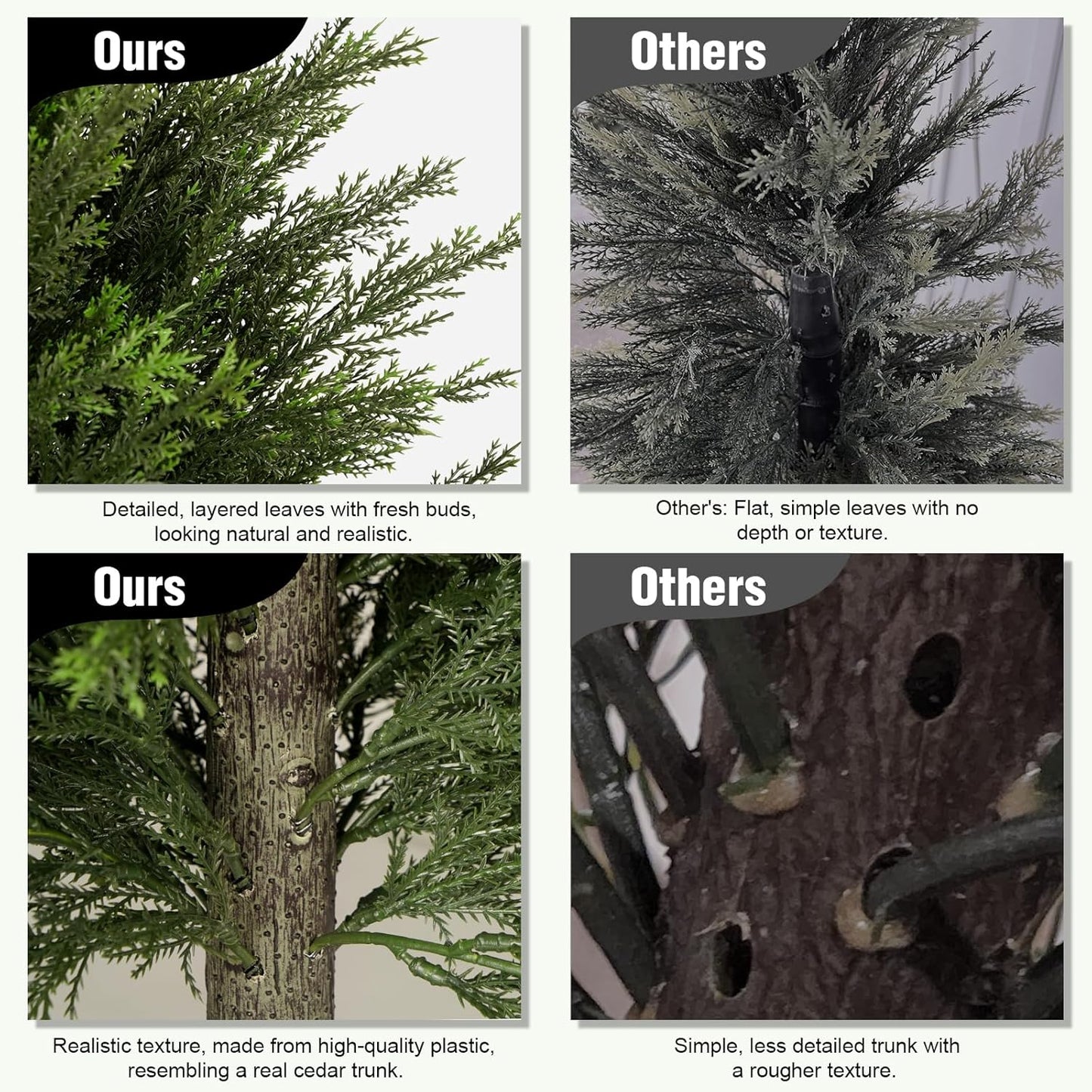 4FT Artificial Cedar Trees Set of 2, Realistic Faux Evergreen Topiary Bushes Plants, Outdoor Potted Fake Cypress Shrubs for Front Porch Garden Home Living Room Decor