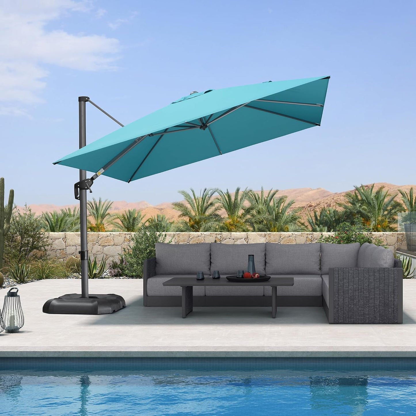 PURPLE LEAF 9' X 11.5' Patio Umbrella Outdoor Cantilever Rectangle Umbrella Aluminum Offset Umbrella with 360-degree Rotation for Garden Deck Pool Patio, Grey
