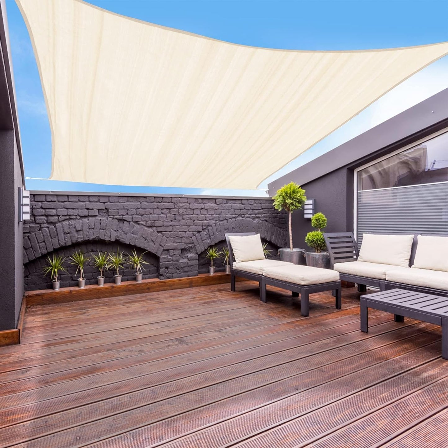 Garden EXPERT 20'x20' Sun Shade Sail Square Canopy Shade Cover for Patio Garden Outdoor Backyard, Light Grey