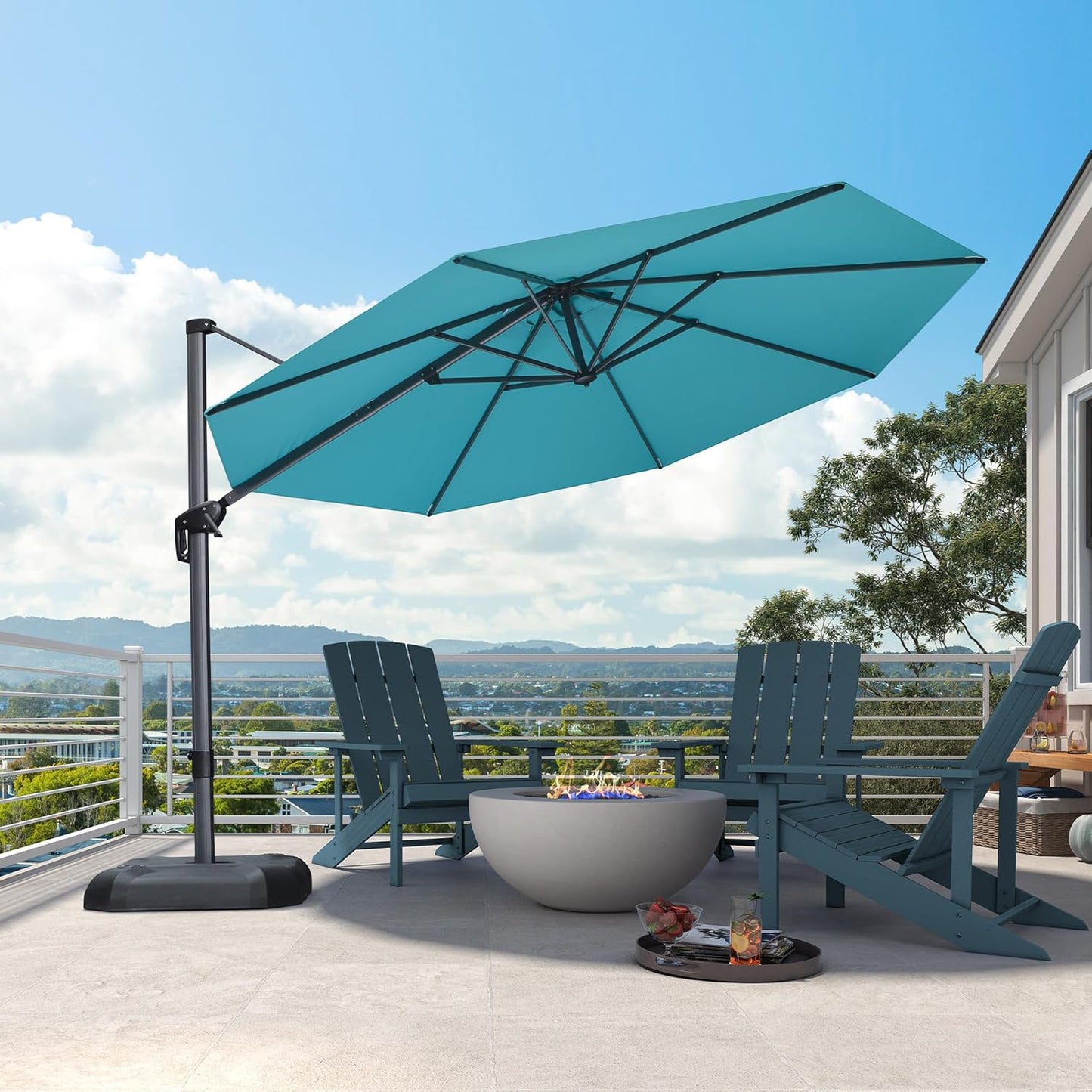 PURPLE LEAF 9' X 11.5' Patio Umbrella Outdoor Cantilever Rectangle Umbrella Aluminum Offset Umbrella with 360-degree Rotation for Garden Deck Pool Patio, Grey