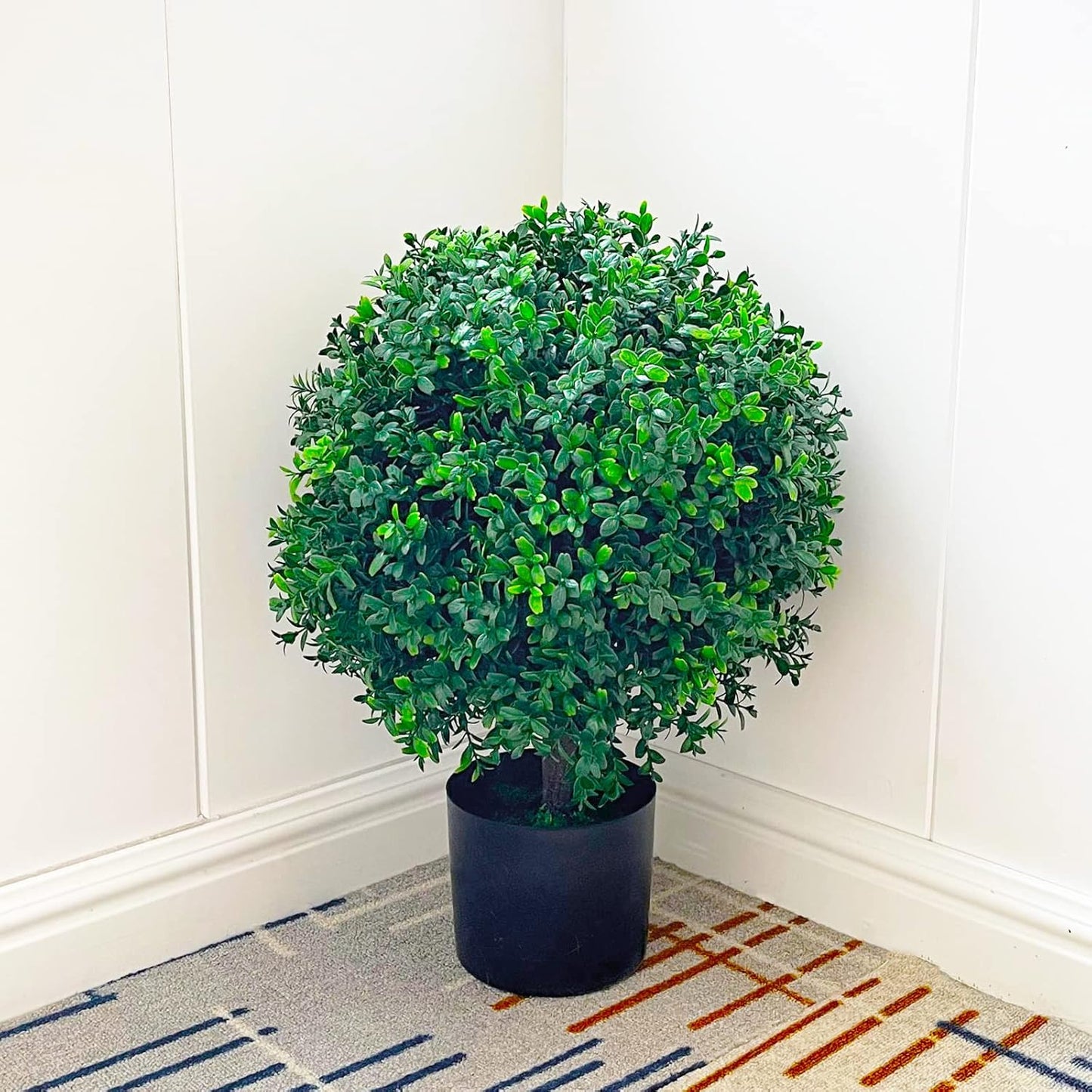 Sunnyglade 21.6” Tall Artificial Boxwood Topiary Ball Tree Set of 2 Pack Potted Bushes UV Resistant Potted Plants for Indoor Outdoor Home Garden(Green)