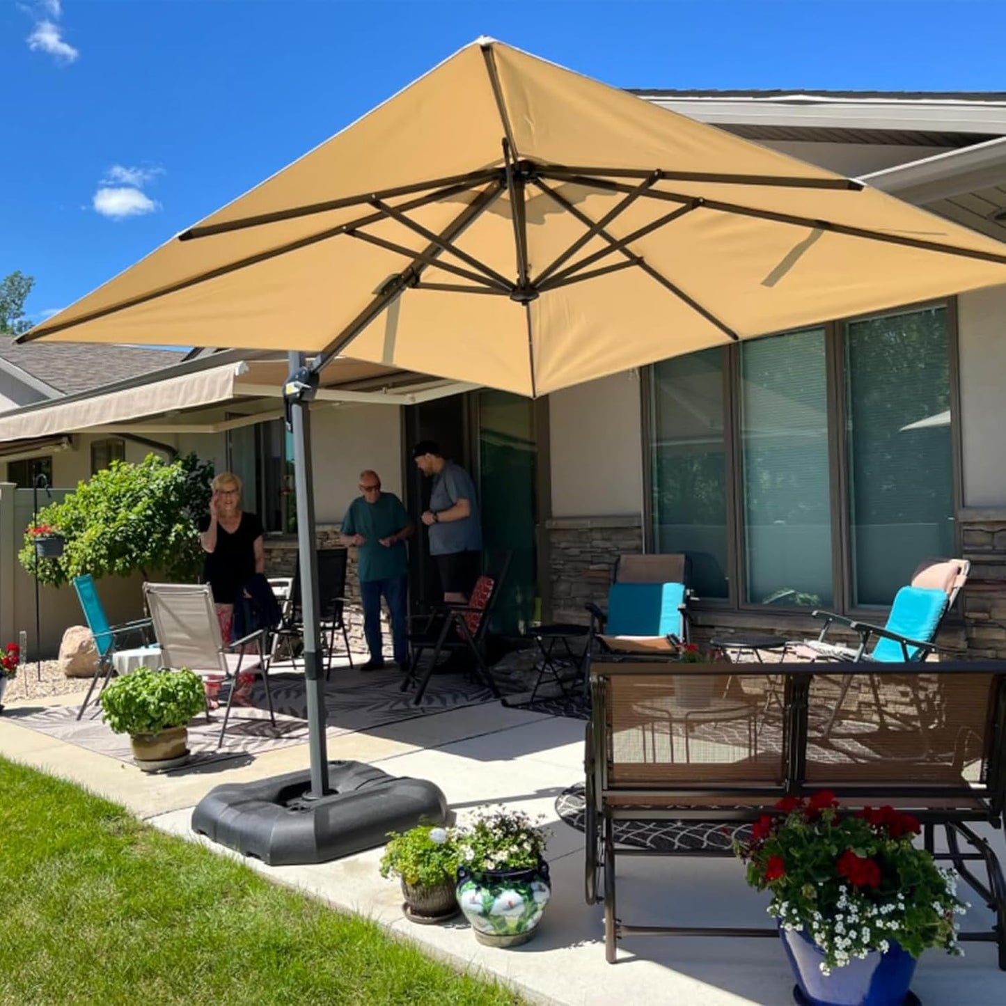 PURPLE LEAF 9' X 11.5' Patio Umbrella Outdoor Cantilever Rectangle Umbrella Aluminum Offset Umbrella with 360-degree Rotation for Garden Deck Pool Patio, Grey
