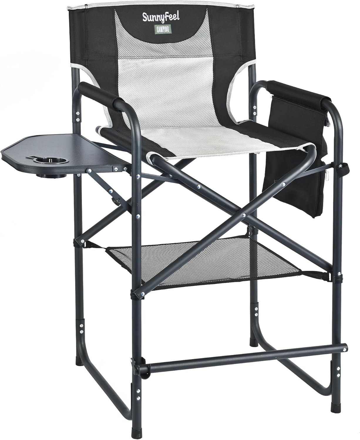 SUNNYFEEL Camping Directors Chair, Heavy Duty,Oversized Portable Folding Chair with Side Table, Pocket for Beach, Fishing,Trip,Picnic,Lawn,Concert Outdoor Foldable Camp Chairs