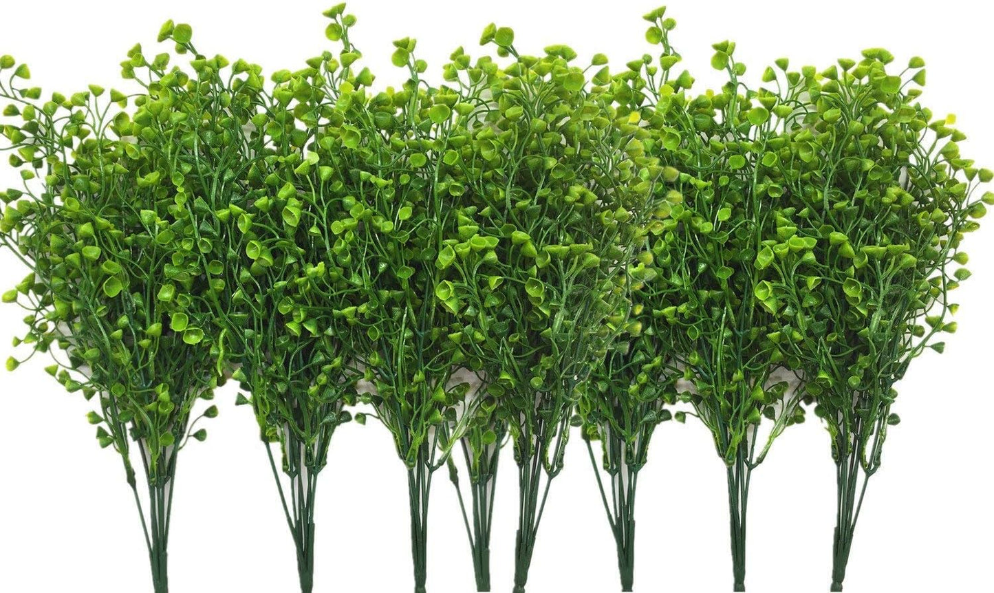 CATTREE Artificial Shrubs Bushes, Plastic Wheat Grass Green Leaves Fake Plants for Indoor Outdoor Home Garden Verandah Kitchen Office Wedding Arrangements Christmas Decoration 8 Pack
