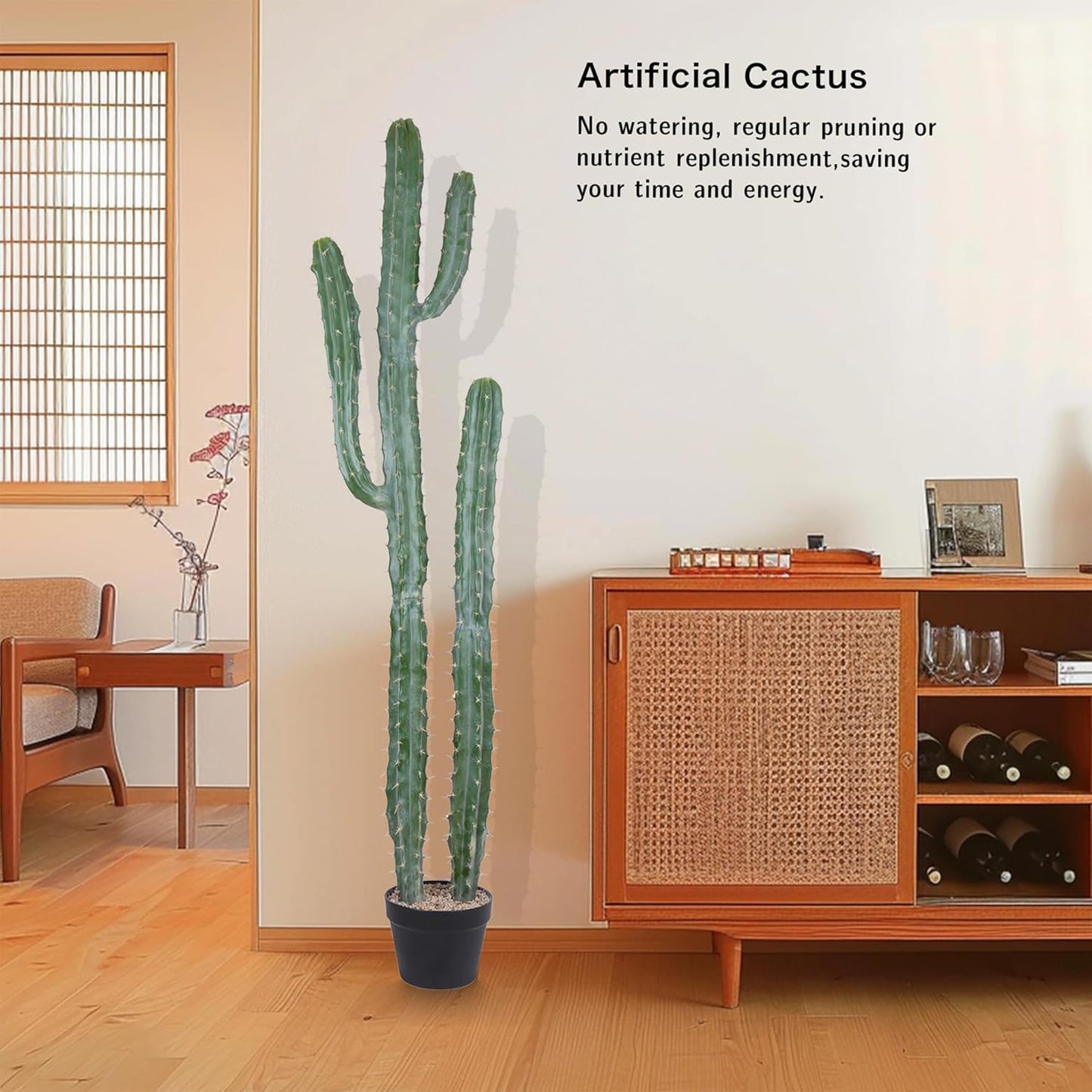 Artificial Cactus Potted Plant 59 Inch Faux Desert Cacti Fake Big Cactus Plant for Home Garden Office Indoor Outdoor Decoration