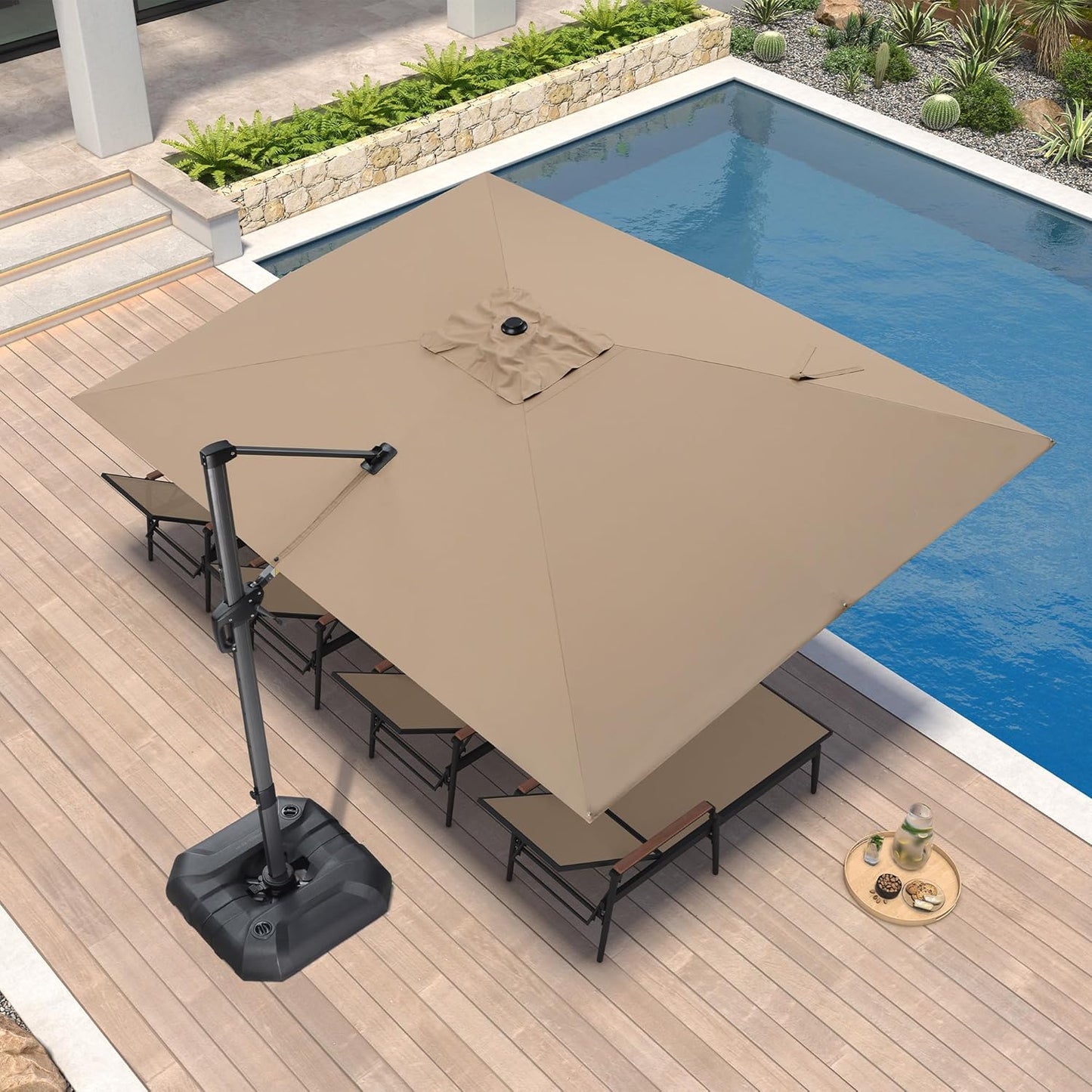 PURPLE LEAF 9' X 11.5' Patio Umbrella Outdoor Cantilever Rectangle Umbrella Aluminum Offset Umbrella with 360-degree Rotation for Garden Deck Pool Patio, Grey