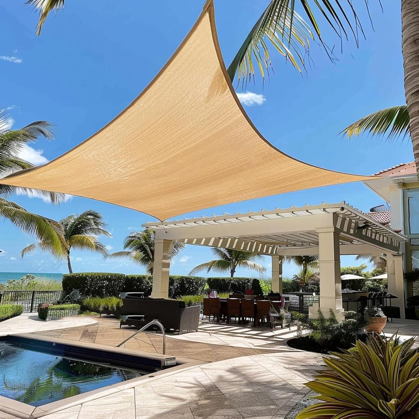 Garden EXPERT 20'x20' Sun Shade Sail Square Canopy Shade Cover for Patio Garden Outdoor Backyard, Light Grey