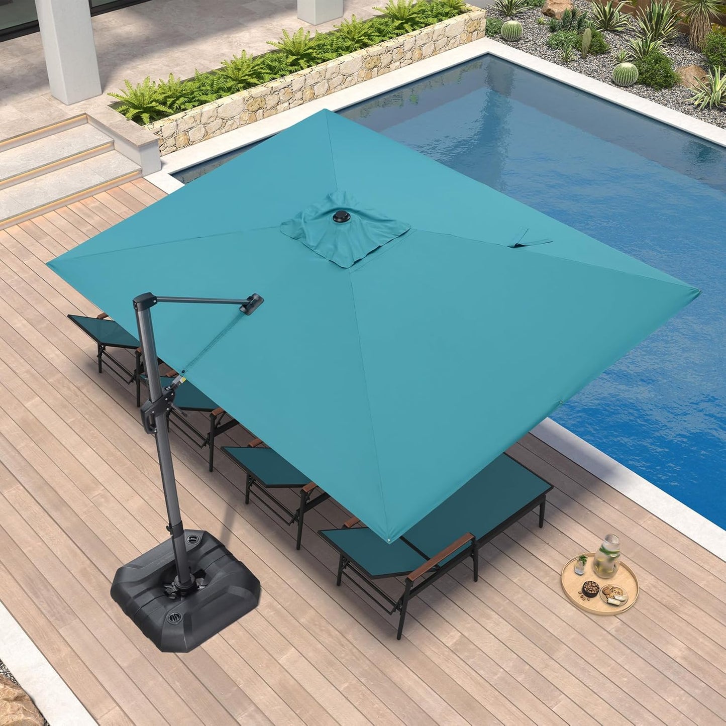 PURPLE LEAF 9' X 11.5' Patio Umbrella Outdoor Cantilever Rectangle Umbrella Aluminum Offset Umbrella with 360-degree Rotation for Garden Deck Pool Patio, Grey
