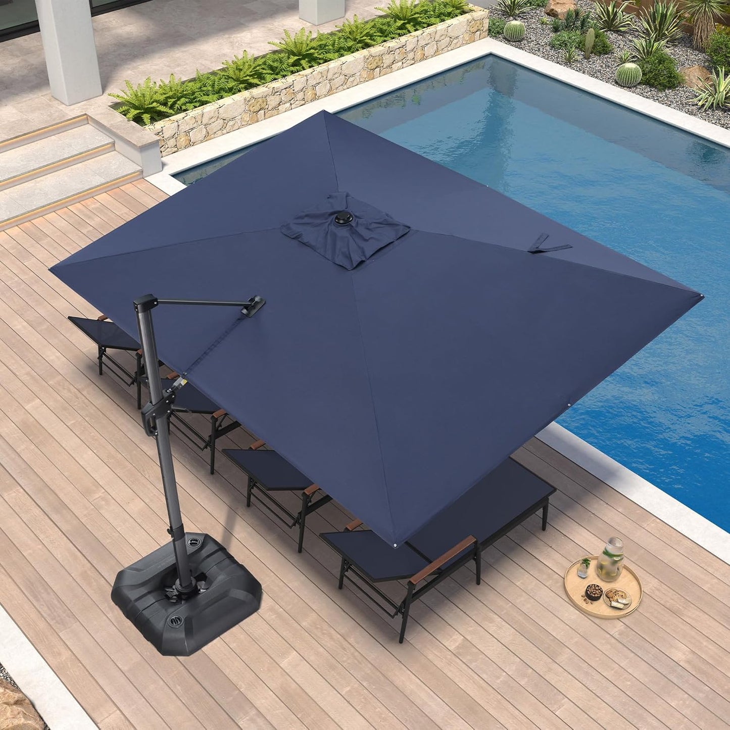 PURPLE LEAF 9' X 11.5' Patio Umbrella Outdoor Cantilever Rectangle Umbrella Aluminum Offset Umbrella with 360-degree Rotation for Garden Deck Pool Patio, Grey