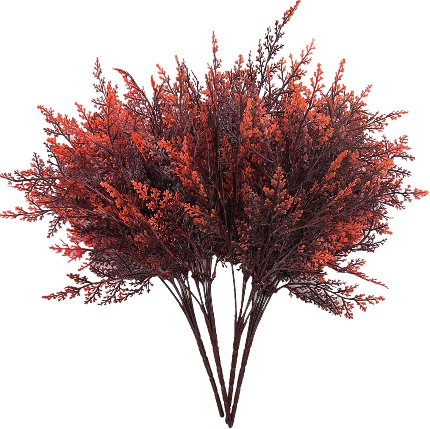 CATTREE Artificial Shrubs Bushes, Plastic Wheat Grass Green Leaves Fake Plants for Indoor Outdoor Home Garden Verandah Kitchen Office Wedding Arrangements Christmas Decoration 8 Pack