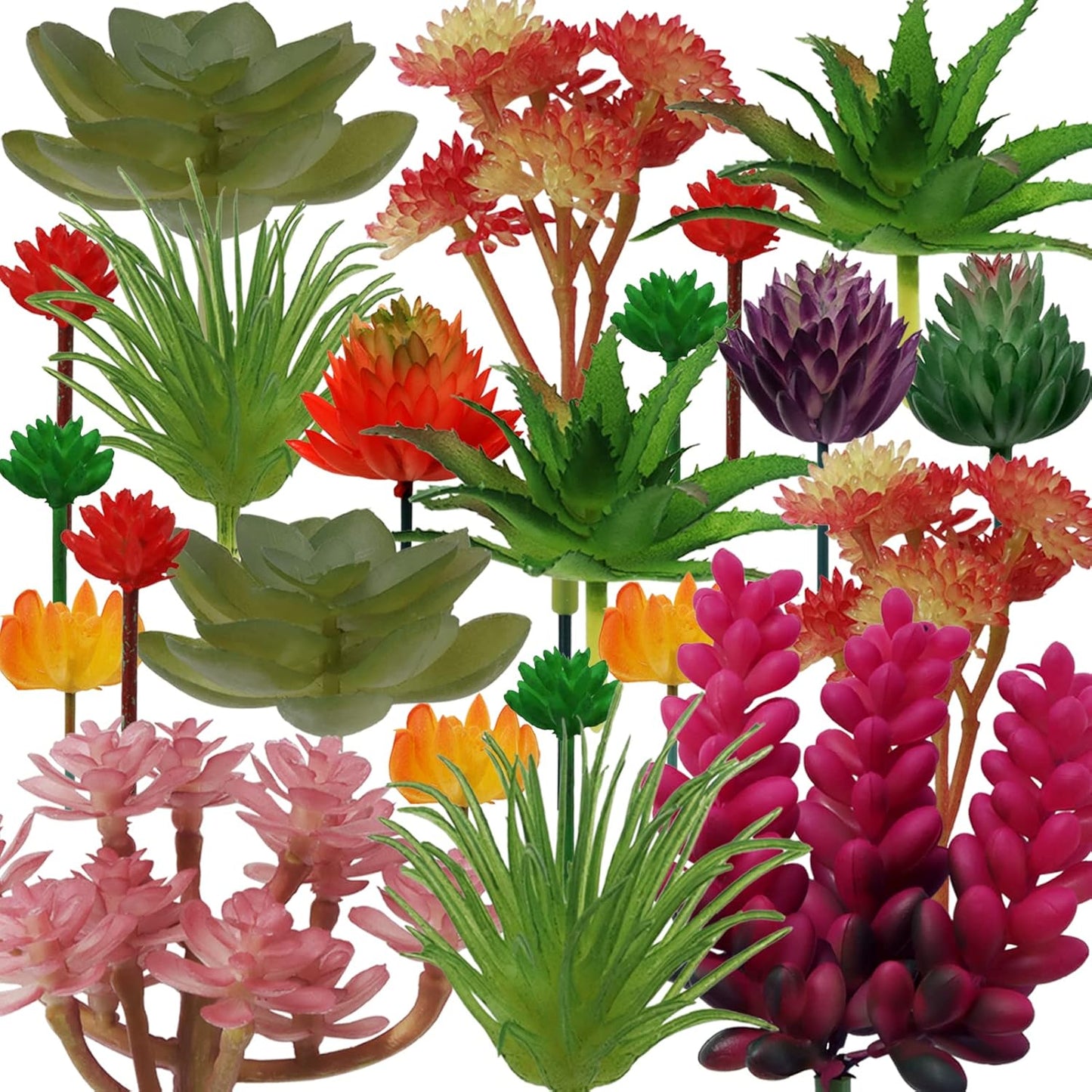 Succulents Plants Artificial, 22pcs Green Fake Succulents, Mini Faux Succulents for DIY Crafting Home Terrarium Floral Wall Garden Arrangement Office Decoration (Unpotted)