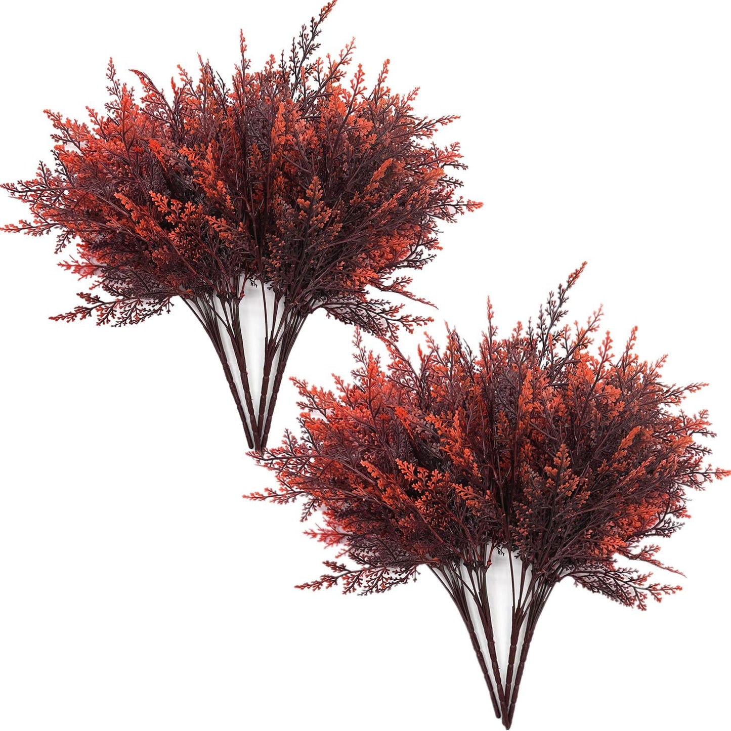 CATTREE Artificial Shrubs Bushes, Plastic Wheat Grass Green Leaves Fake Plants for Indoor Outdoor Home Garden Verandah Kitchen Office Wedding Arrangements Christmas Decoration 8 Pack