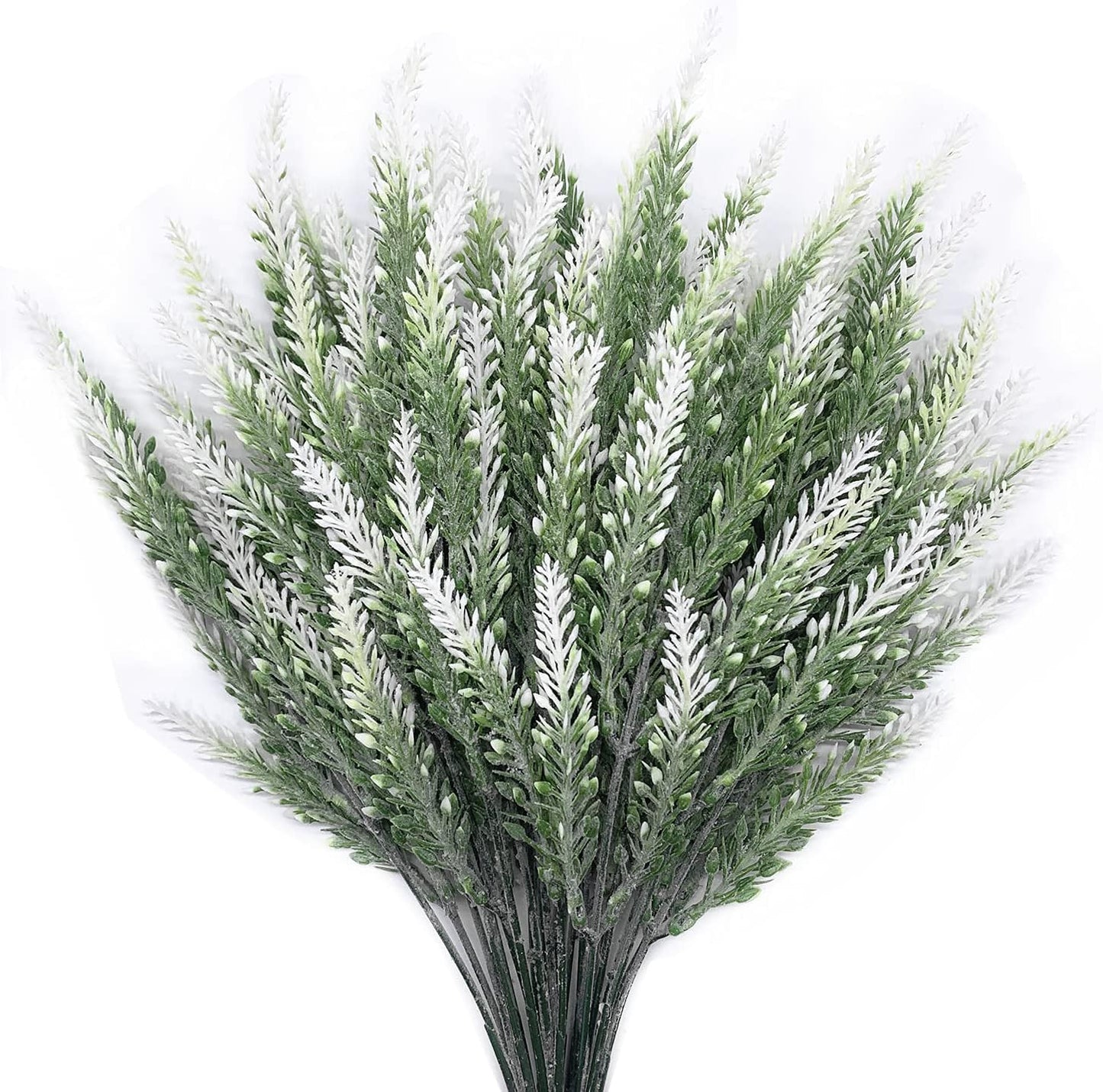 CATTREE Artificial Shrubs Bushes, Plastic Wheat Grass Green Leaves Fake Plants for Indoor Outdoor Home Garden Verandah Kitchen Office Wedding Arrangements Christmas Decoration 8 Pack