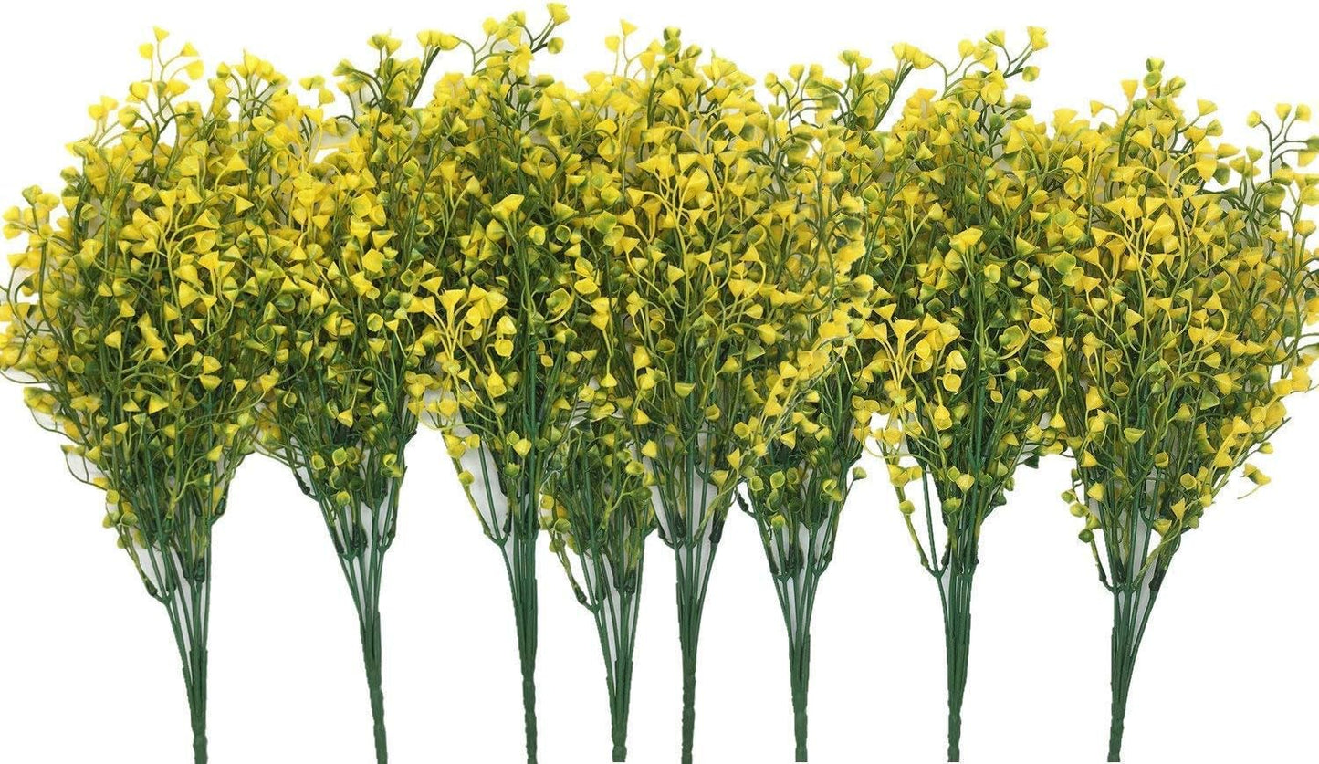 CATTREE Artificial Shrubs Bushes, Plastic Wheat Grass Green Leaves Fake Plants for Indoor Outdoor Home Garden Verandah Kitchen Office Wedding Arrangements Christmas Decoration 8 Pack
