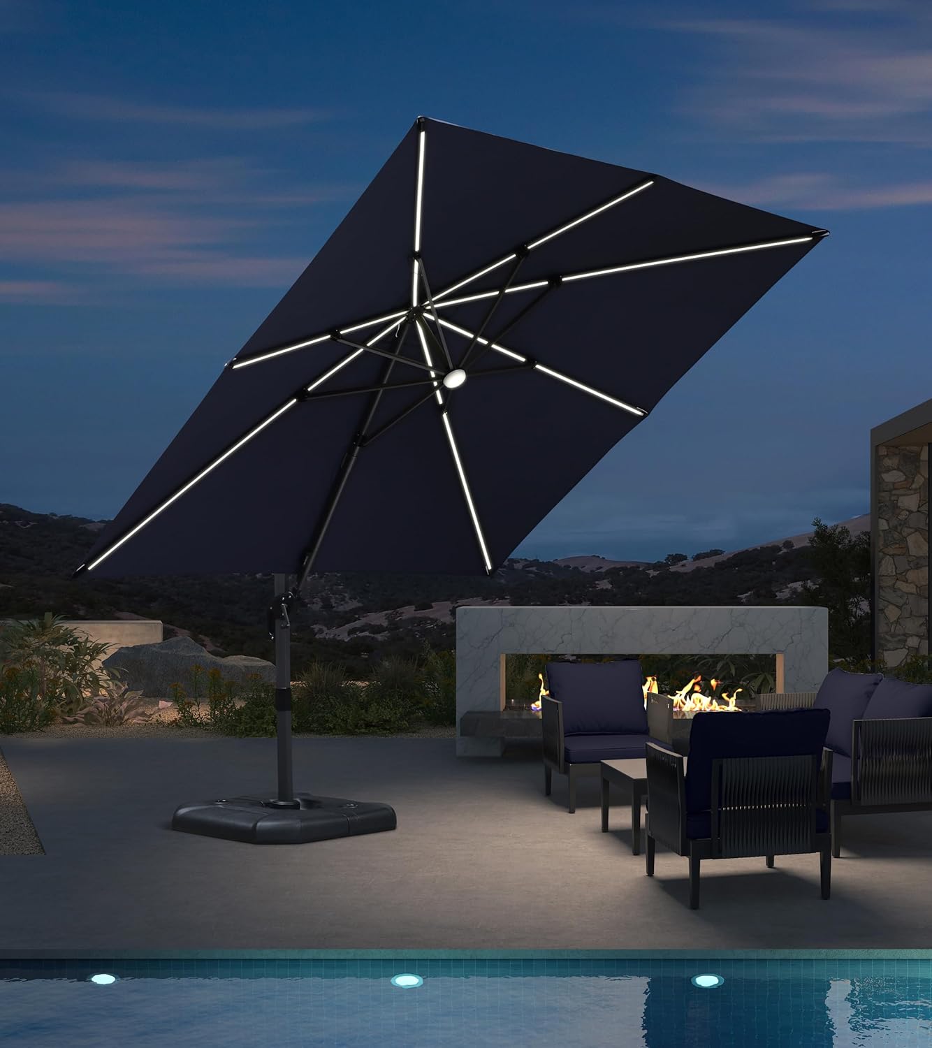 PURPLE LEAF 9' X 11.5' Patio Umbrella Outdoor Cantilever Rectangle Umbrella Aluminum Offset Umbrella with 360-degree Rotation for Garden Deck Pool Patio, Grey