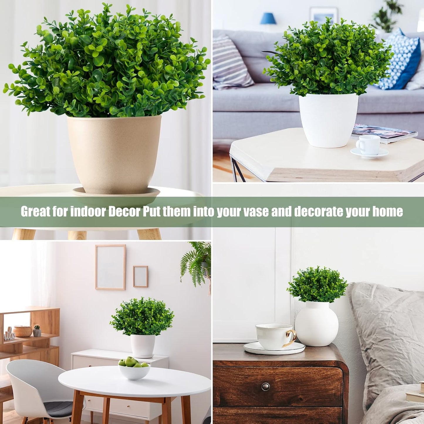 Lnoicy Artificial Greenery Plants Outdoor UV Resistant Fake Plants Boxwood Shrubs Grass,20 Bundles for Farmhouse Home Garden Office Patio Backyard Wedding and Indoor Outdoor Decoration