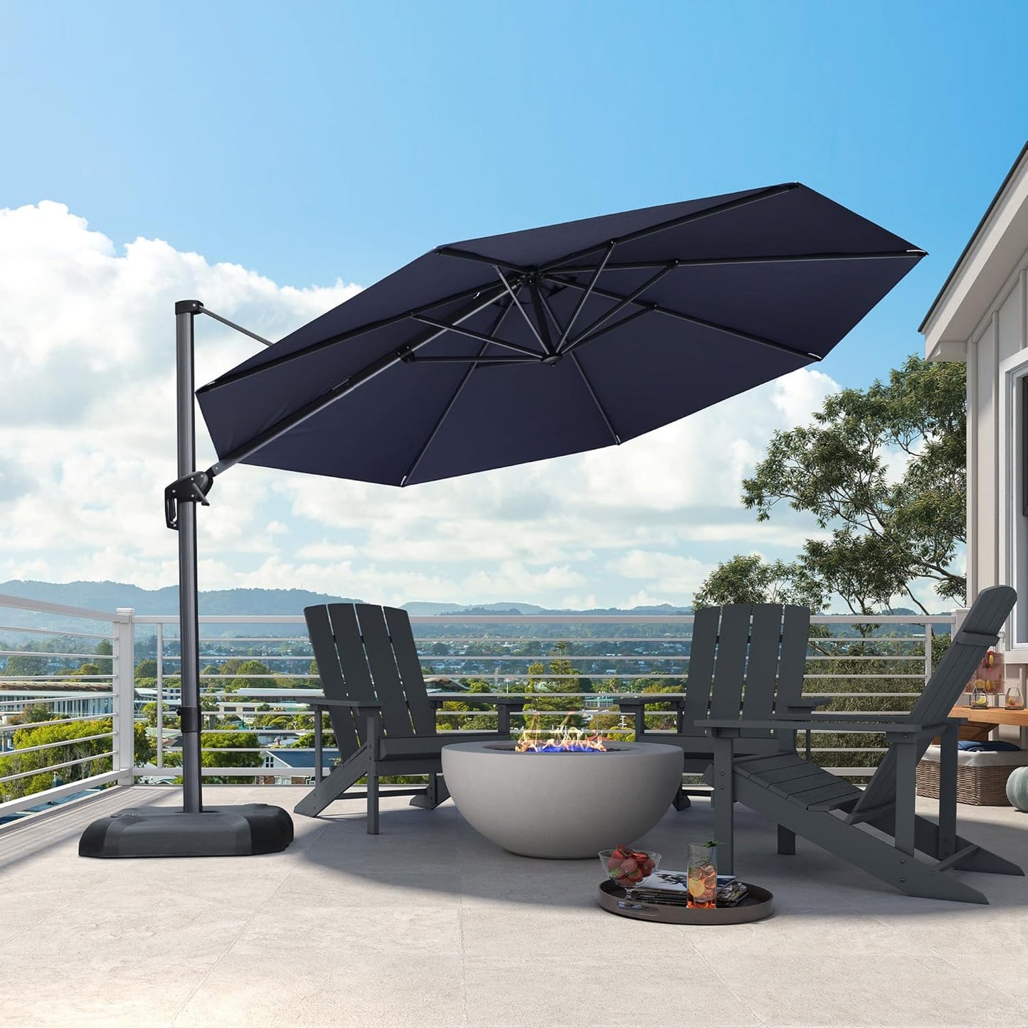 PURPLE LEAF 9' X 11.5' Patio Umbrella Outdoor Cantilever Rectangle Umbrella Aluminum Offset Umbrella with 360-degree Rotation for Garden Deck Pool Patio, Grey