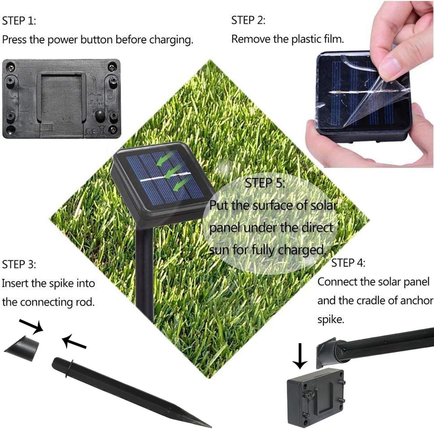 3 Pack Artificial Plant Hemisphere Grass Outdoor Fake Plants Plastic Plant with Solar Lights for Outdoor Garden Decoration-Green