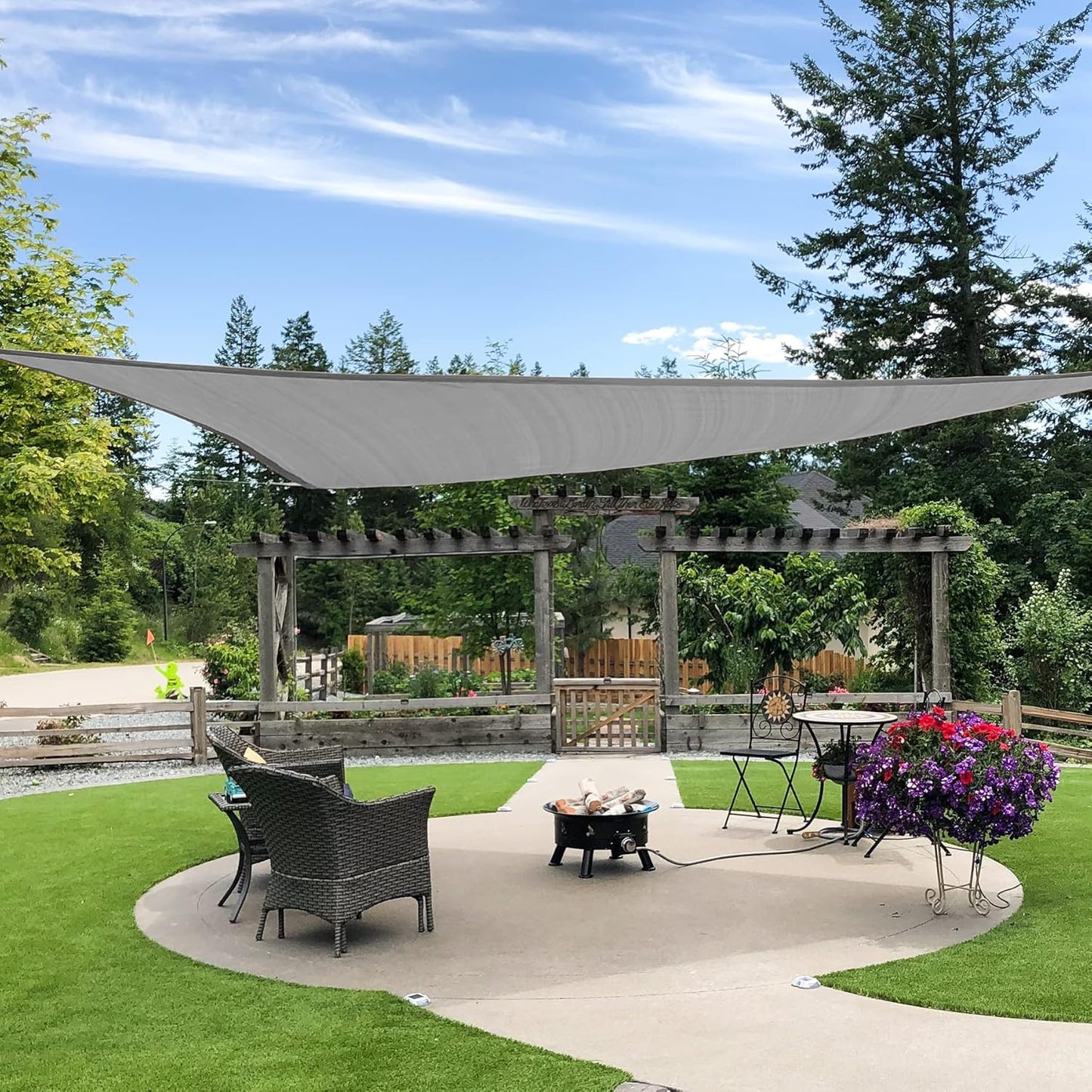 Garden EXPERT 20'x20' Sun Shade Sail Square Canopy Shade Cover for Patio Garden Outdoor Backyard, Light Grey