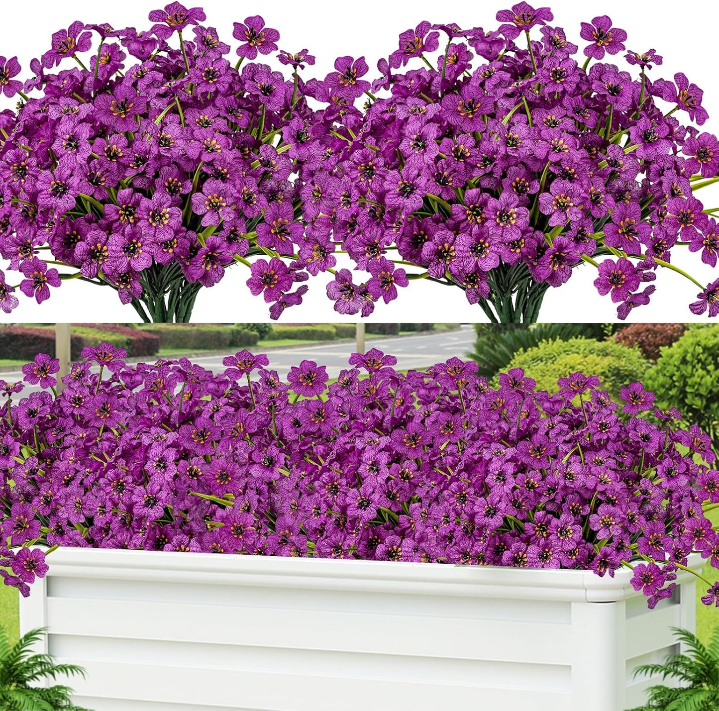 Lnoicy Artificial Greenery Plants Outdoor UV Resistant Fake Plants Boxwood Shrubs Grass,20 Bundles for Farmhouse Home Garden Office Patio Backyard Wedding and Indoor Outdoor Decoration