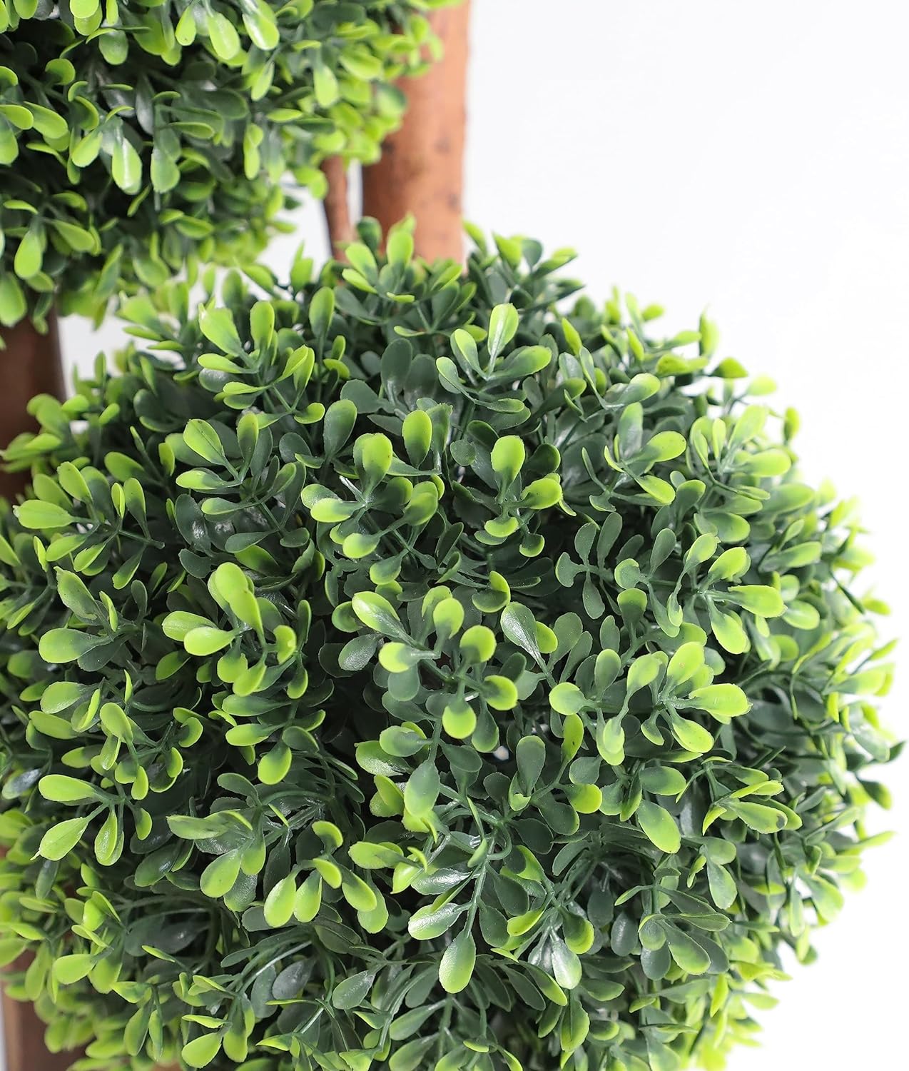 Artificial Topiaries Ball Tree Outdoor, 3ft Fake Topiary Triple Ball Boxwood Trees(2 Pieces), Faux Shrubs Plants Potted Green Decorative Indoor Porch or Garden（35inch）