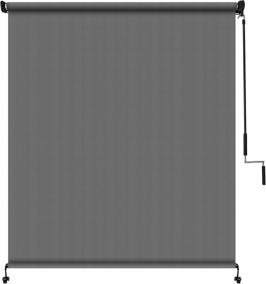 Artpuch Outdoor Roller Shade 6' W x 8' H, Cordless Patio Shades Roll Up Outdoor Blinds with 5% Openness Solar Fabric Light Filtering for Porch, Gazebo, Pergola, Grey